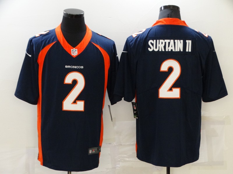 Men Denver Broncos #2 Surtain ii Blue Nike Vapor Untouchable Limited 2021 NFL Jerseys